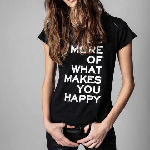 쟈딕앤볼테르 SKINNY 블랙 HAPPY 레터링 프린트 반팔 티셔츠