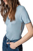 쟈딕앤볼테르 TINO 블루 저지 실버 포일 포인트 반팔 티셔츠